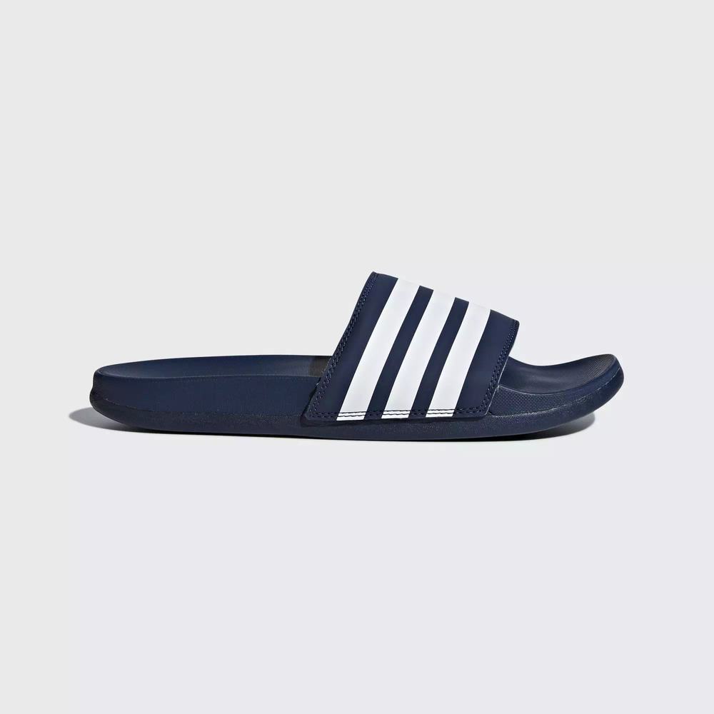 Adidas Adilette Cloudfoam Plus Stripes Sandalias Azules Para Mujer (MX-74495)